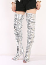 Load image into Gallery viewer, Bling Glitter Long Peep Toe boots