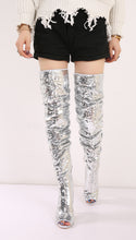 Load image into Gallery viewer, Bling Glitter Long Peep Toe boots