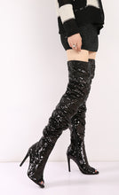 Load image into Gallery viewer, Bling Glitter Long Peep Toe boots