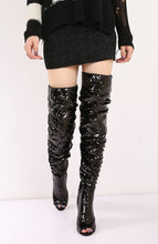 Load image into Gallery viewer, Bling Glitter Long Peep Toe boots