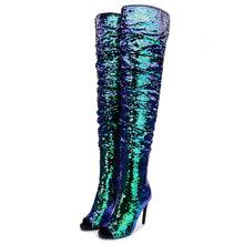 Load image into Gallery viewer, Bling Glitter Long Peep Toe boots