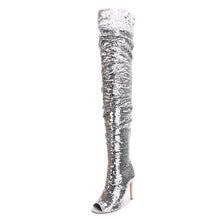 Load image into Gallery viewer, Bling Glitter Long Peep Toe boots