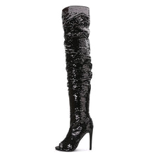 Load image into Gallery viewer, Bling Glitter Long Peep Toe boots