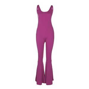Purple Summer Knitted Long Flare Pants Jumpsuit