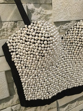 Load image into Gallery viewer, Crystal Rhinestone Beading Diamond Rivet Pearl Push Up Bustier Crop Top Corset Tank Vest