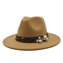 Load image into Gallery viewer, Winter wool Fedoras For Women Wide Brim Felt Hat