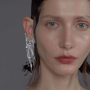 Luxury Crystal Chain Clip Earrings