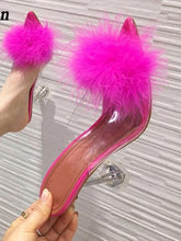 Load image into Gallery viewer, Sasha PVC Transparent Feather Crystal High Heels