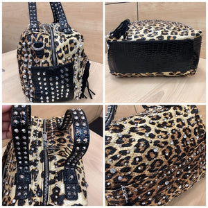 Retro leopard rhinestone handbag