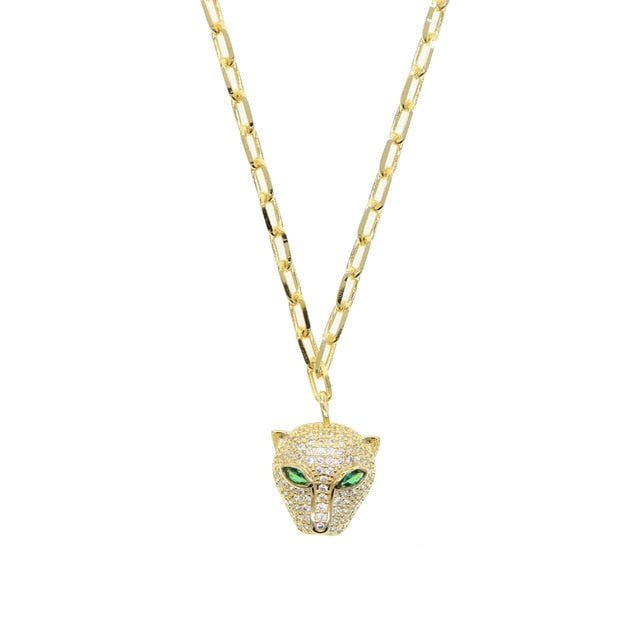 l leopard jaguar pendant choker