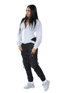 Tied Up Lace Up Jogger Sweatpants
