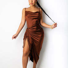 Load image into Gallery viewer, Ruched Satin Summer Dress