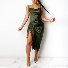 Load image into Gallery viewer, Ruched Satin Summer Dress