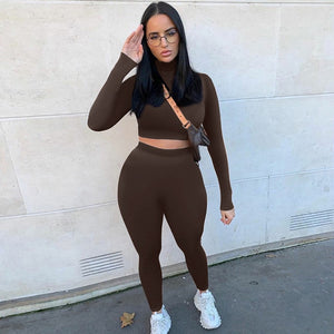 High Waist Stretchy Two Piece Tracksuits