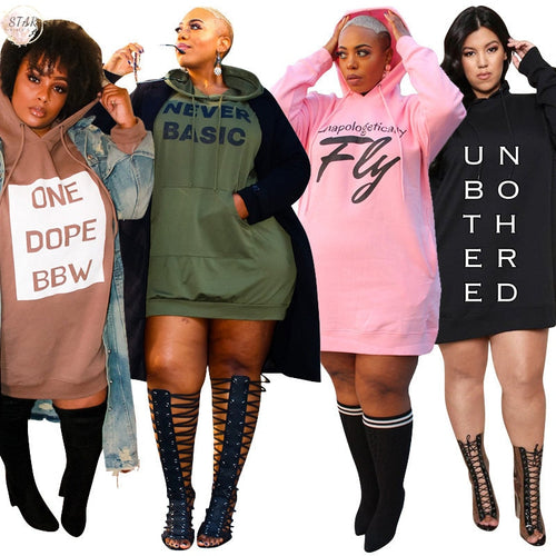 Plus Size Letter Print Hoodie