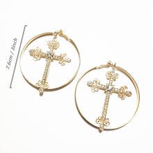 Load image into Gallery viewer, Vintage Cross Hoop Earrings