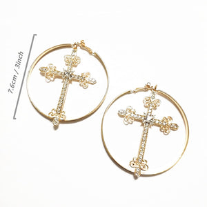 Vintage Cross Hoop Earrings