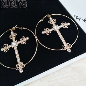 Vintage Cross Hoop Earrings