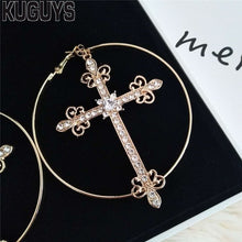 Load image into Gallery viewer, Vintage Cross Hoop Earrings