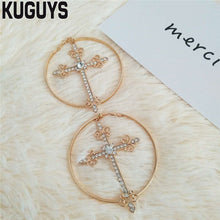 Load image into Gallery viewer, Vintage Cross Hoop Earrings