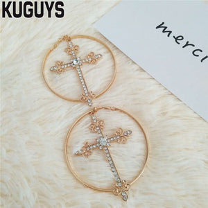 Vintage Cross Hoop Earrings