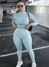 Load image into Gallery viewer, High Waist Stretchy Two Piece Tracksuits