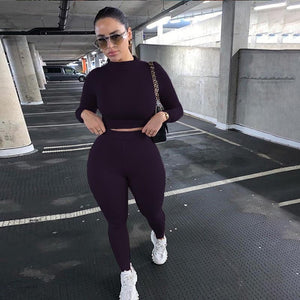 High Waist Stretchy Two Piece Tracksuits