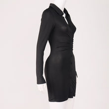Load image into Gallery viewer, Ruched Black Bandage Dress