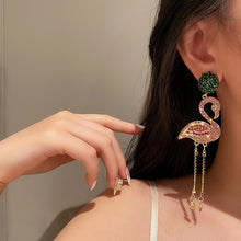 Load image into Gallery viewer, Pink Birds Crystal Earrings