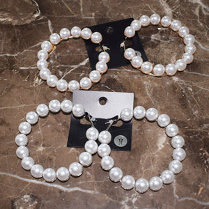 Artificial Pearl Beads Hoop Earrings