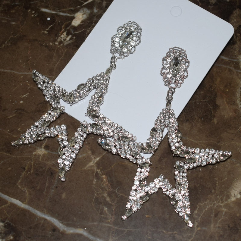 Stunning Crystal Rhinestone Star Earrings