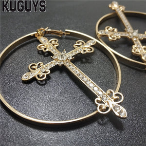 Vintage Cross Hoop Earrings