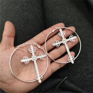 Vintage Cross Hoop Earrings