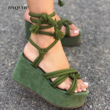 Load image into Gallery viewer, Wedge Sandals Cross Straps