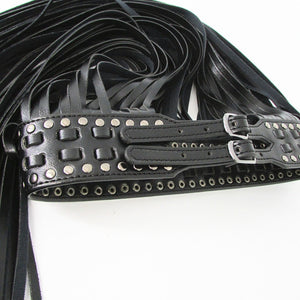Fantastic Long Fringe Belt Black Leather