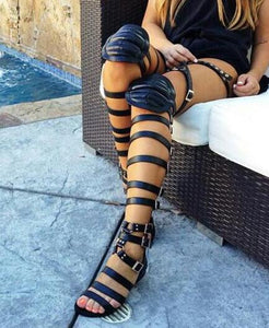 Summer Fashion Women Buckles Over The Knee Boots
