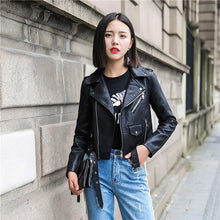 Load image into Gallery viewer, Motorcycle Coat Short Faux Leather Biker Jacket