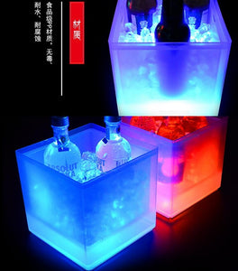 Hot sale style double layer transparent plastic LED ice bucket