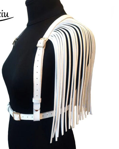 Leather Handmade Harness double row Tassel Waist Belts