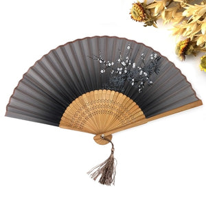 Free Shipping 1pcs Vintage Chinese Silk Flower Printing Hand Fan