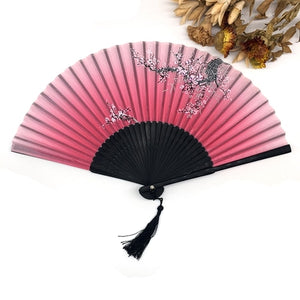 Free Shipping 1pcs Vintage Chinese Silk Flower Printing Hand Fan