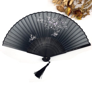 Free Shipping 1pcs Vintage Chinese Silk Flower Printing Hand Fan