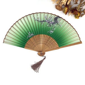 Free Shipping 1pcs Vintage Chinese Silk Flower Printing Hand Fan