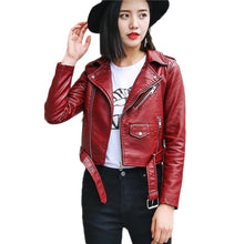Load image into Gallery viewer, Motorcycle Coat Short Faux Leather Biker Jacket