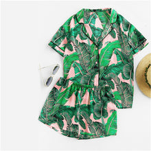 Load image into Gallery viewer, Tropical Palm Leaf Print Shirt and Shorts PJ Set - My Girlfriend&#39;s Closet STL Boutique 