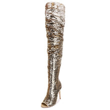 Load image into Gallery viewer, Bling Glitter Long Peep Toe boots