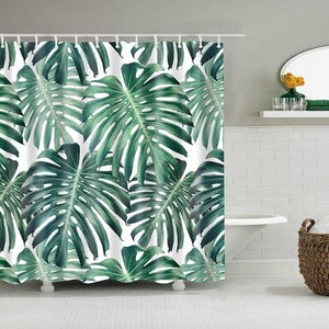 Green Tropical Plants Shower Curtain