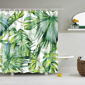 Green Tropical Plants Shower Curtain