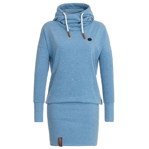 Women's Funnel Neck Hooded Sweatshirt Casual Hoodies Bodycon Tunic Jumper Dress - My Girlfriend's Closet STL Boutique 