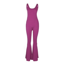 Load image into Gallery viewer, Purple Summer Knitted Long Flare Pants Jumpsuit